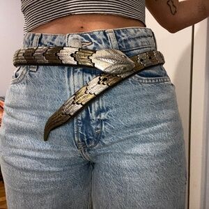 Vintage metal snake belt leather